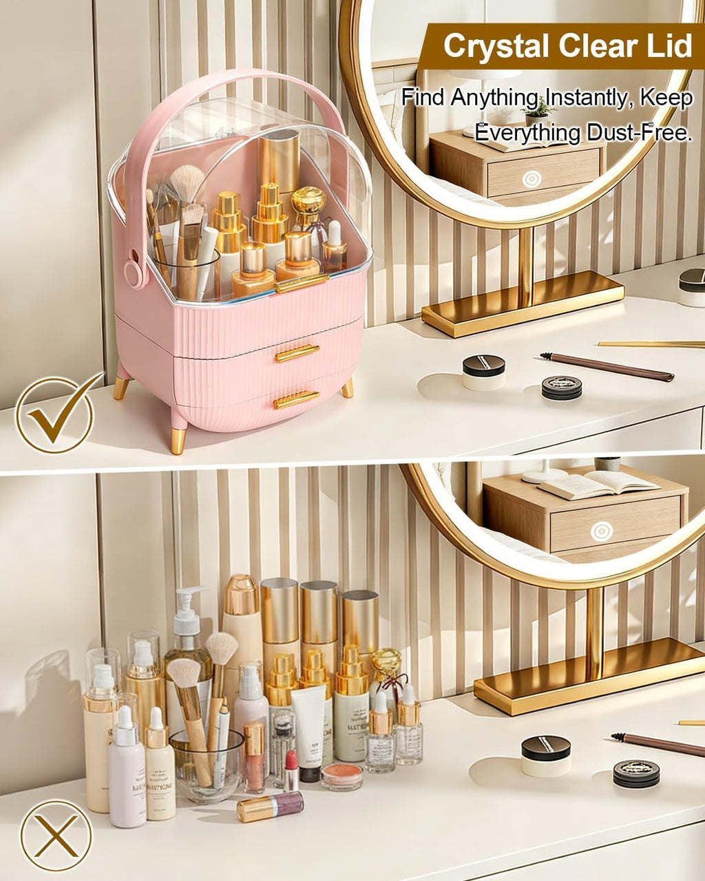 Organiser for Makeup & Skincare | Large Makeup Organisers with Dust-Proof Cover