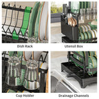 SRL 2-Tier Dish Drying Rack with Utensil Holder