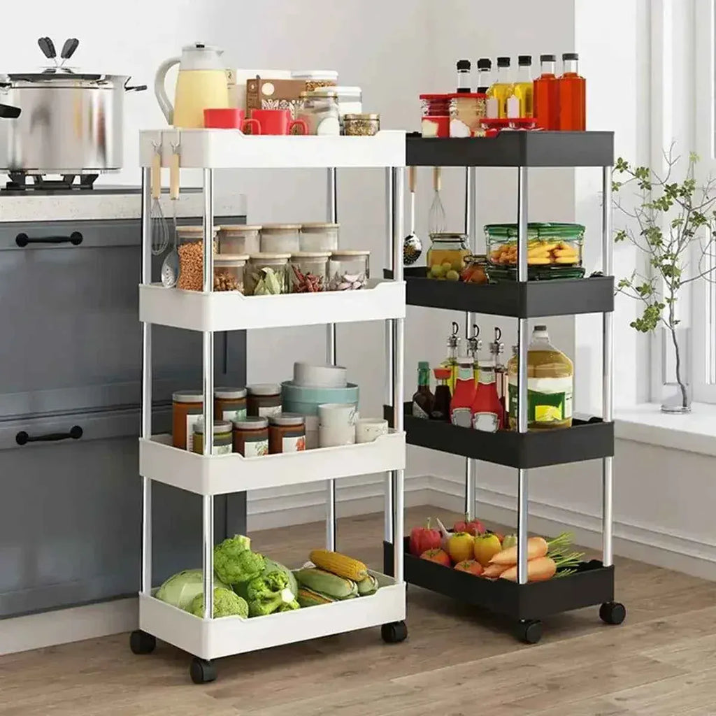 4-Tier Slim Rolling Storage Trolley – Space-Saving Organizer Rack