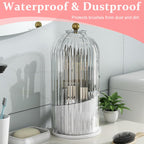 Makeup Brush Holder Organizer with Lid, 360° Rotatable Makeup Brushes Storage Case